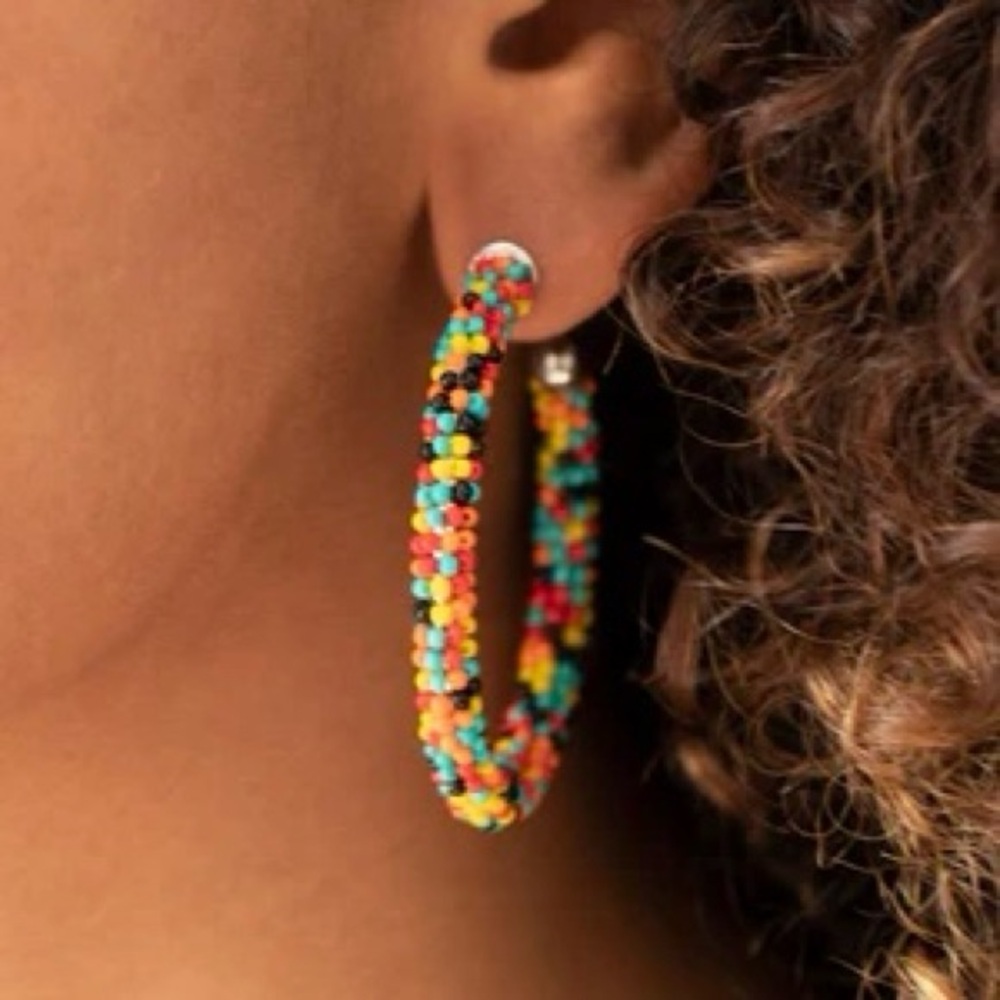Francesca’s Confetti Hoop Earrings - 2.25”